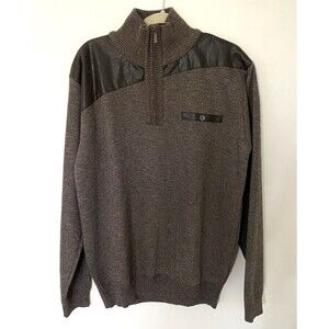 True Rock Mens Sweater Brown Quarter Zip Long Sleeve Cotton Blend Knit SZ XL
